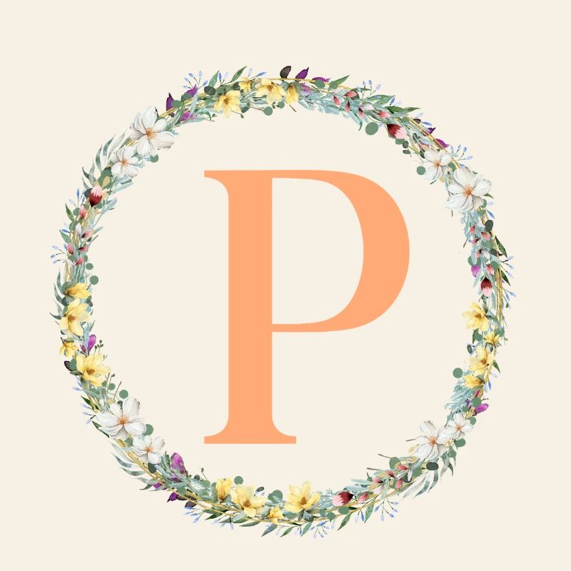 P Monogram, Couronne de fleurs, Personnalisable