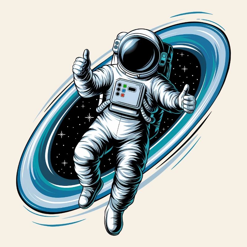 Un astronaute cool dans l’espace avec le pouce levé