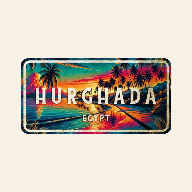 Hurghada Egypt Vintage Palm Trees Design