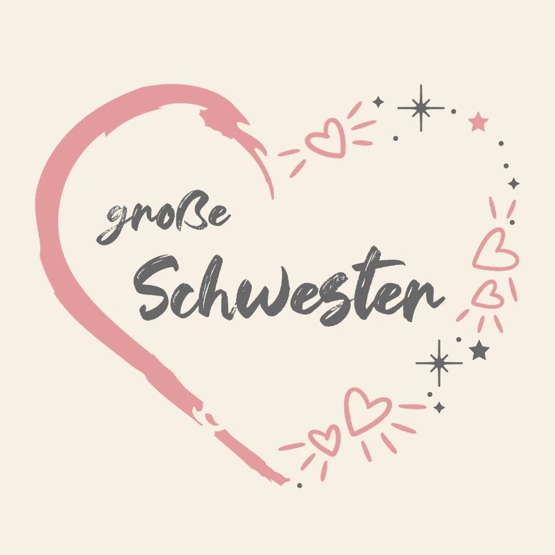große Schwester rosa grau Herz
