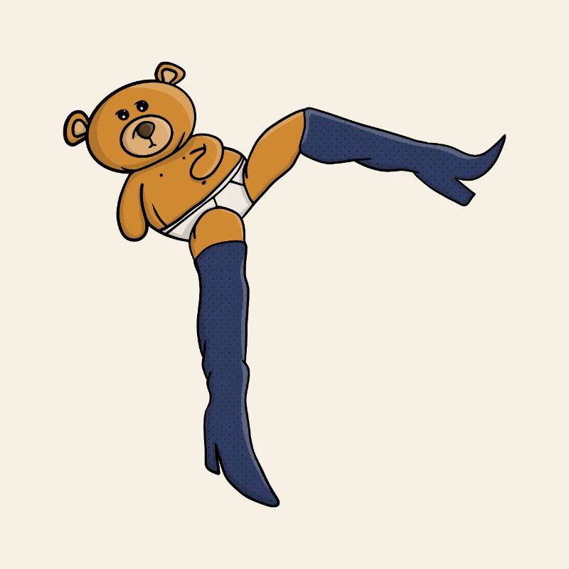 Teddy bear wearing knee-high boots