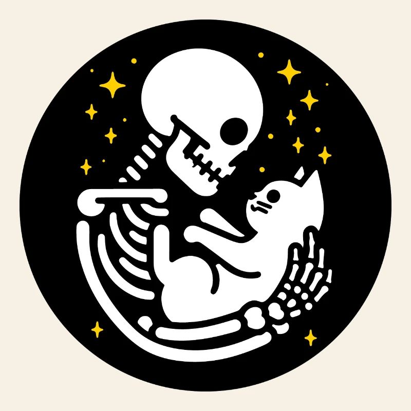 Skeleton with cat