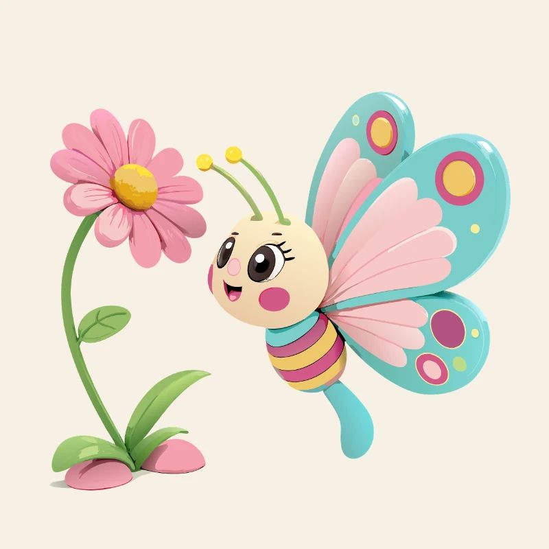 Fröhlicher Schmetterling vor einer Blume
