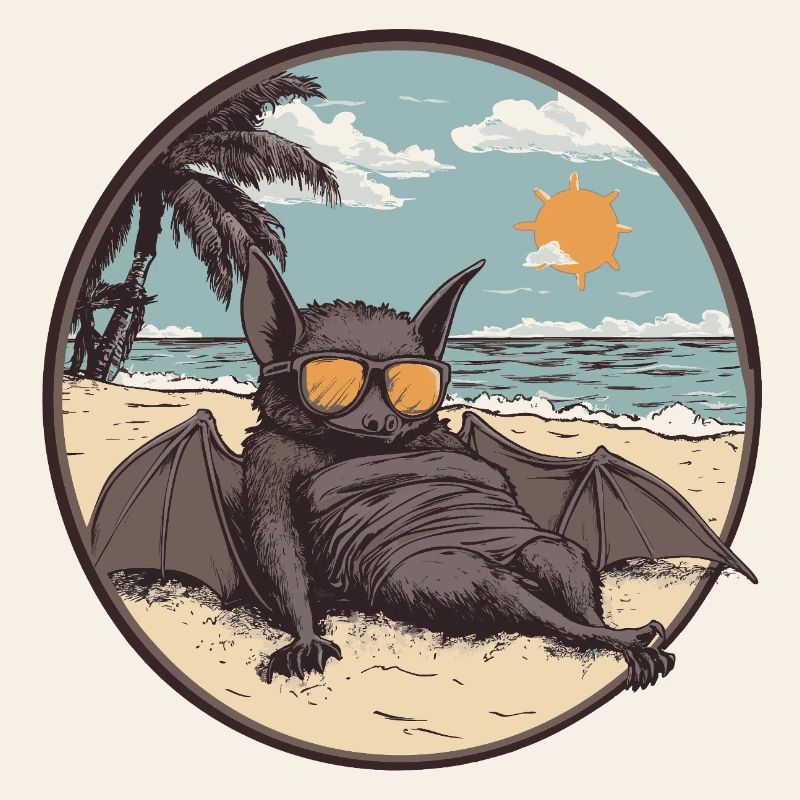 Relaxed bat on the beach