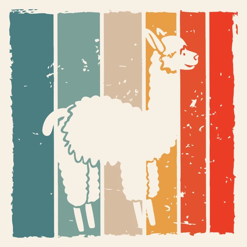 Llama Retro Stripe Print