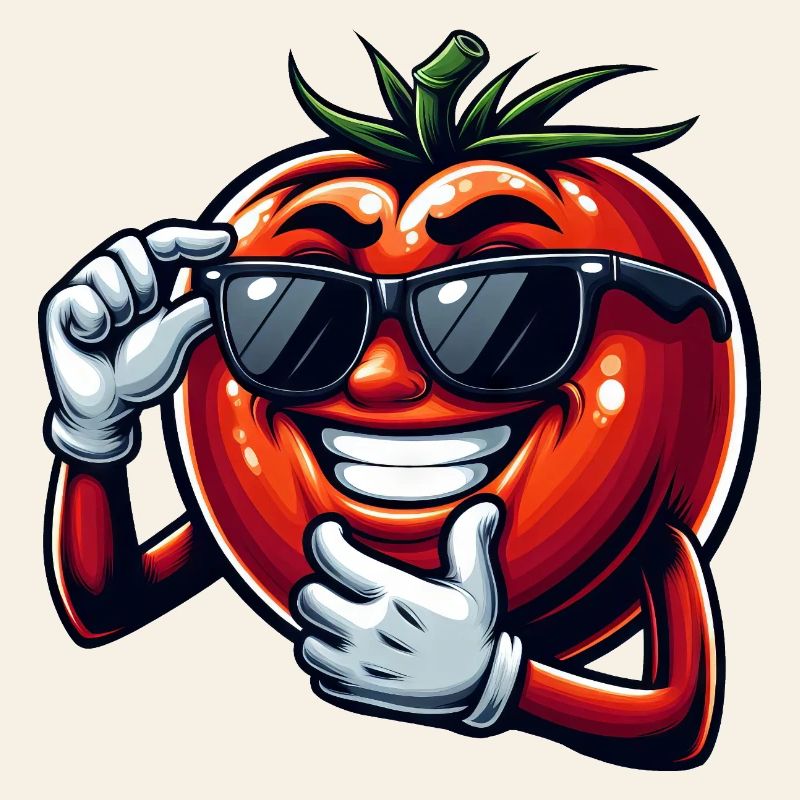 Cool tomato with sunglasses summer vanity