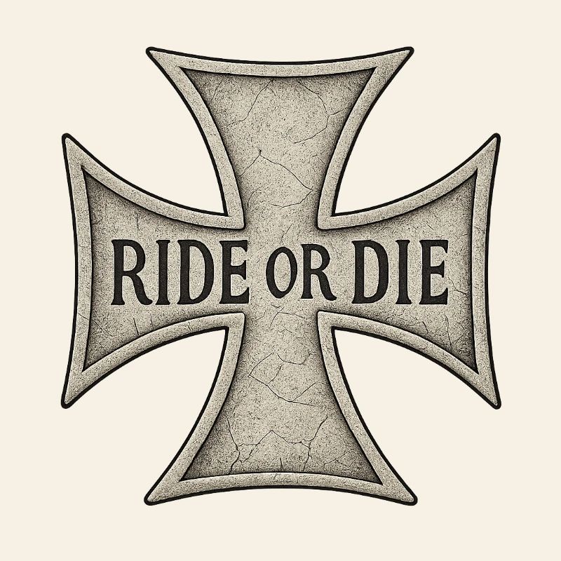 Croix de Malte gravée RIDE OR DIE