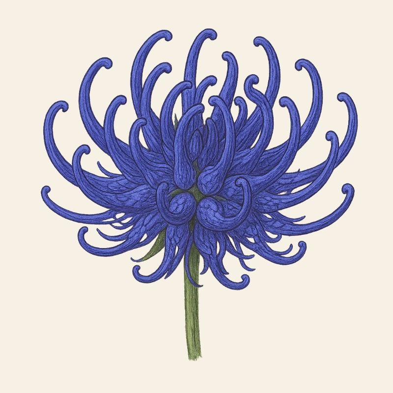 Elegante Blaue Chrysantheme Illustration