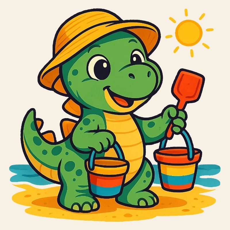 Playful Dinosaur with Summer Accessories