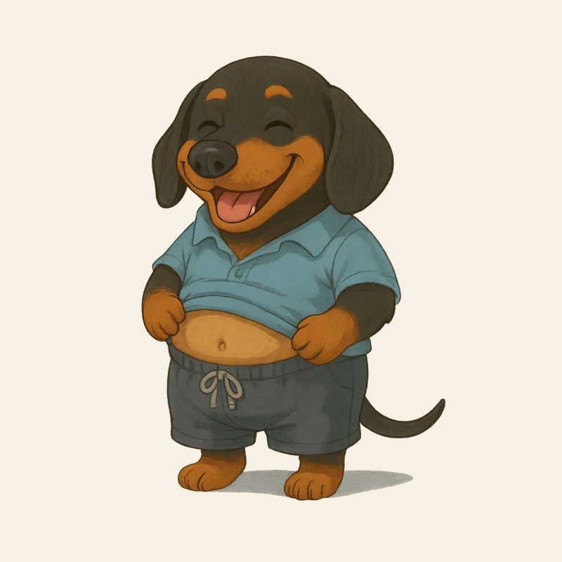 Dachshund with affluent belly