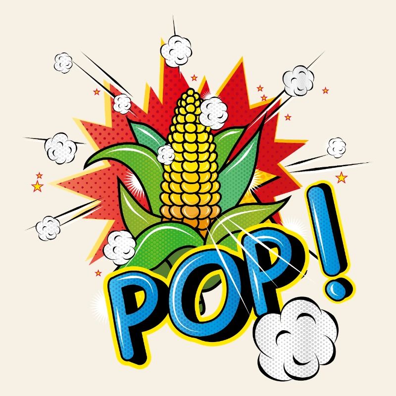 Pop Art Style Corn on the Cob with Popcorn Effect