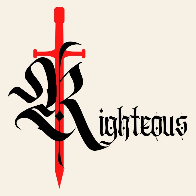 Gothic Righteous Design mit Schwert mit schwarzem Text