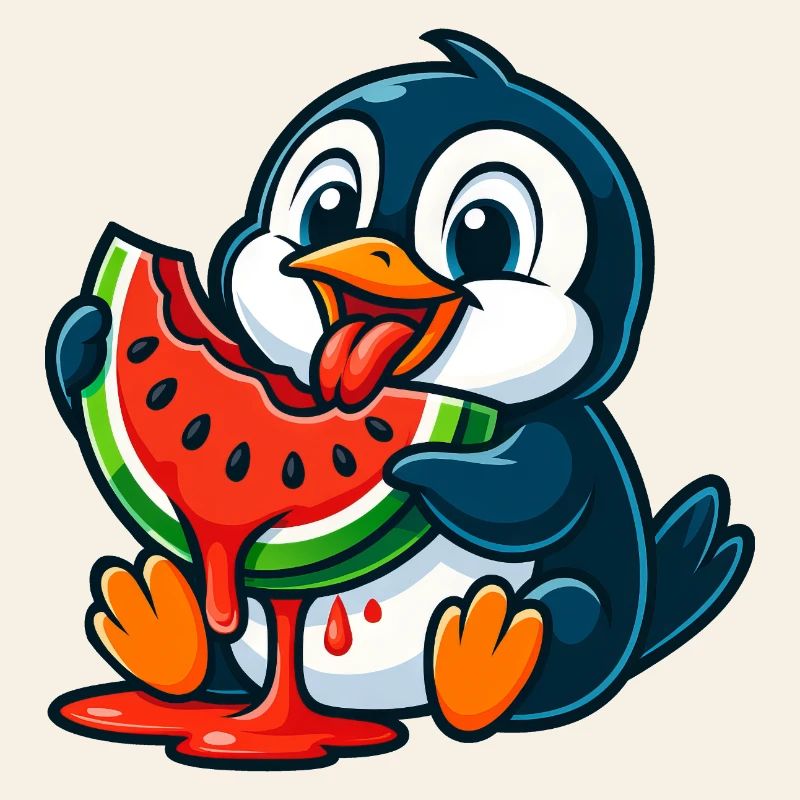 Mignon pingouin melon fruit dessin animé Fruit de l’Arctique