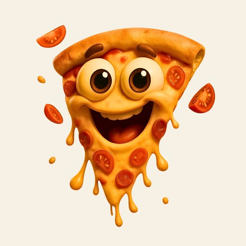 Happy Pizza Face Illustration