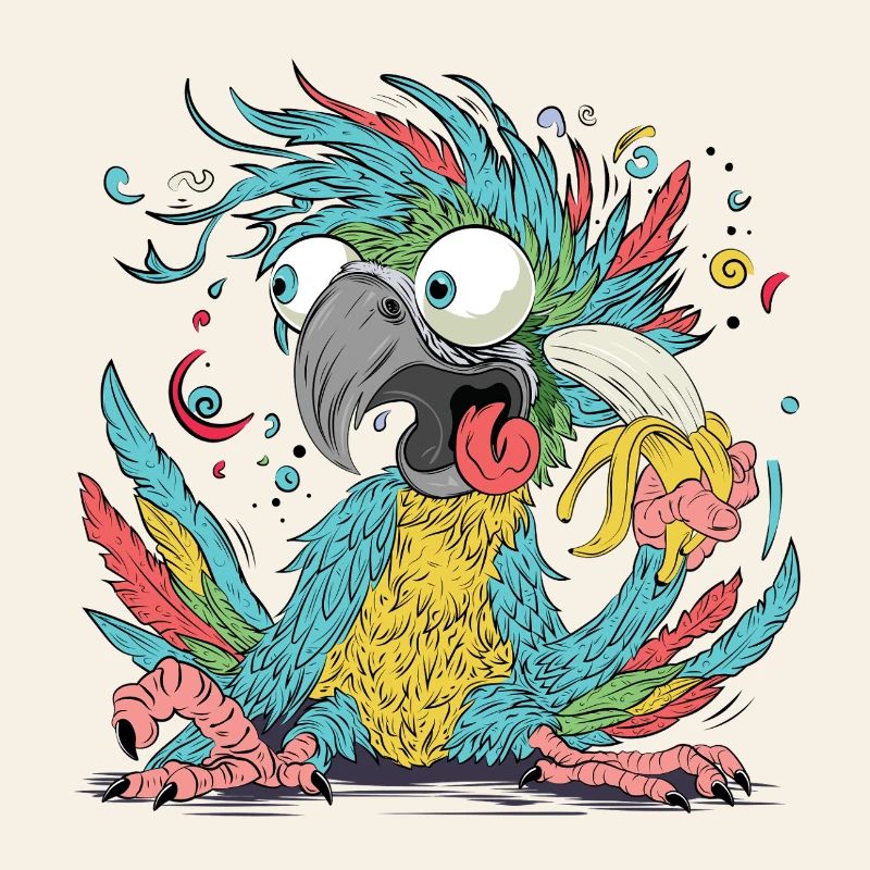 Cuclillo Perroquet Conception de dessin ludique | Coloré