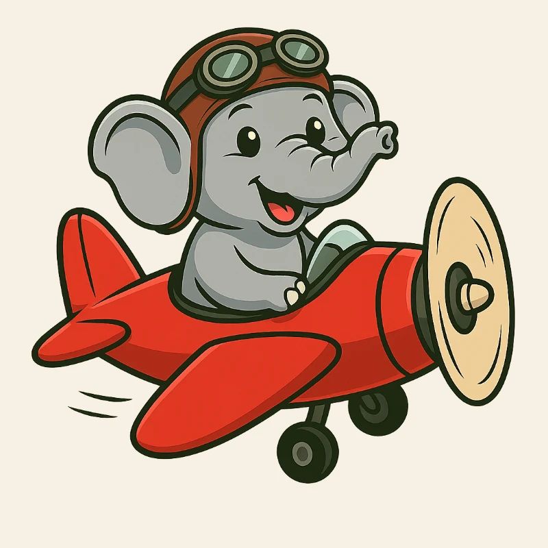 Mignon pilote d’éléphant dans l’avion