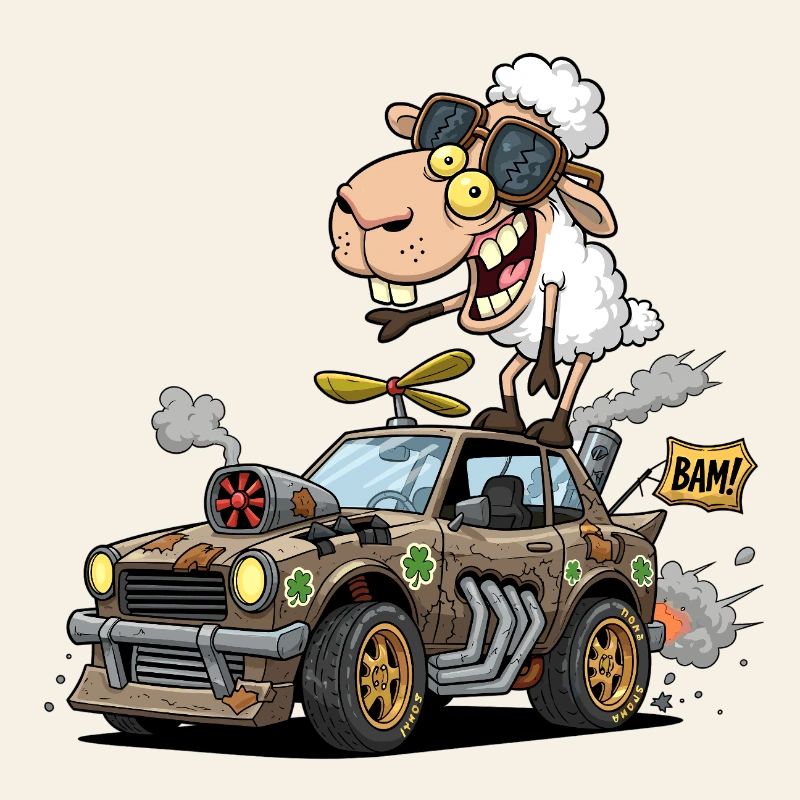 Whimsical Sheep Roaring