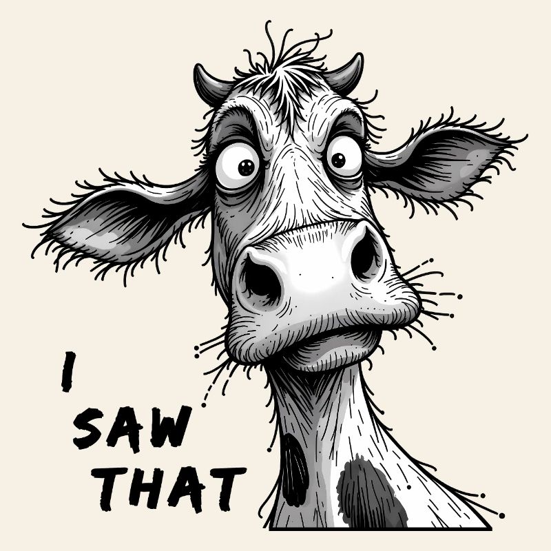 Ich habe diese lustige Zeichnung einer Kuh gesehen