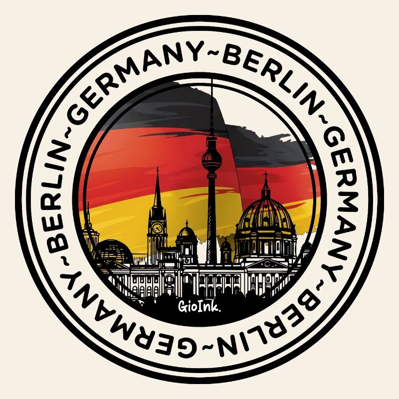 Berlin Skyline with German Flag Colors