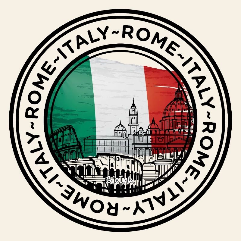 Silhouette de point de repère de l’Italie avec des couleurs de drapeau