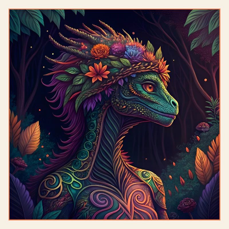 Mythical Jungle Dragon Illustration