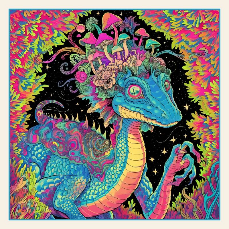 Psychedelischer Walddrache Illustration