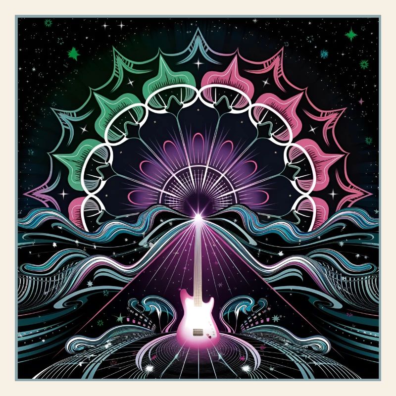 Neon Psychedelic Guitar Masterpiece