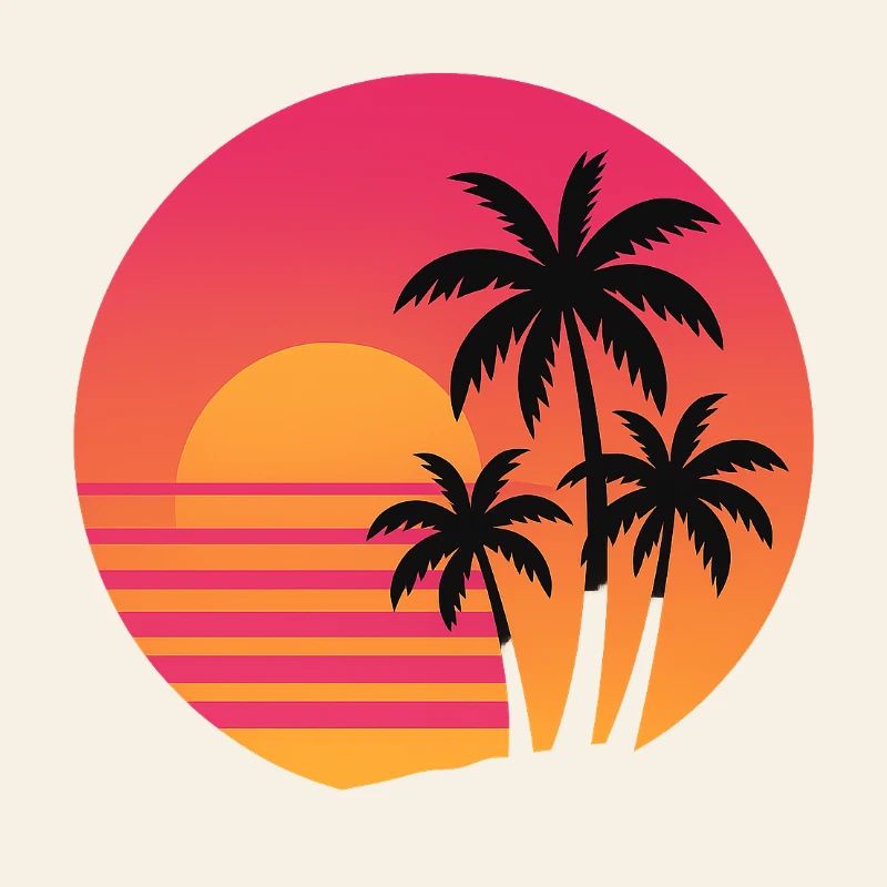 Retro Sunset Palmen | 80s Strand Vibes
