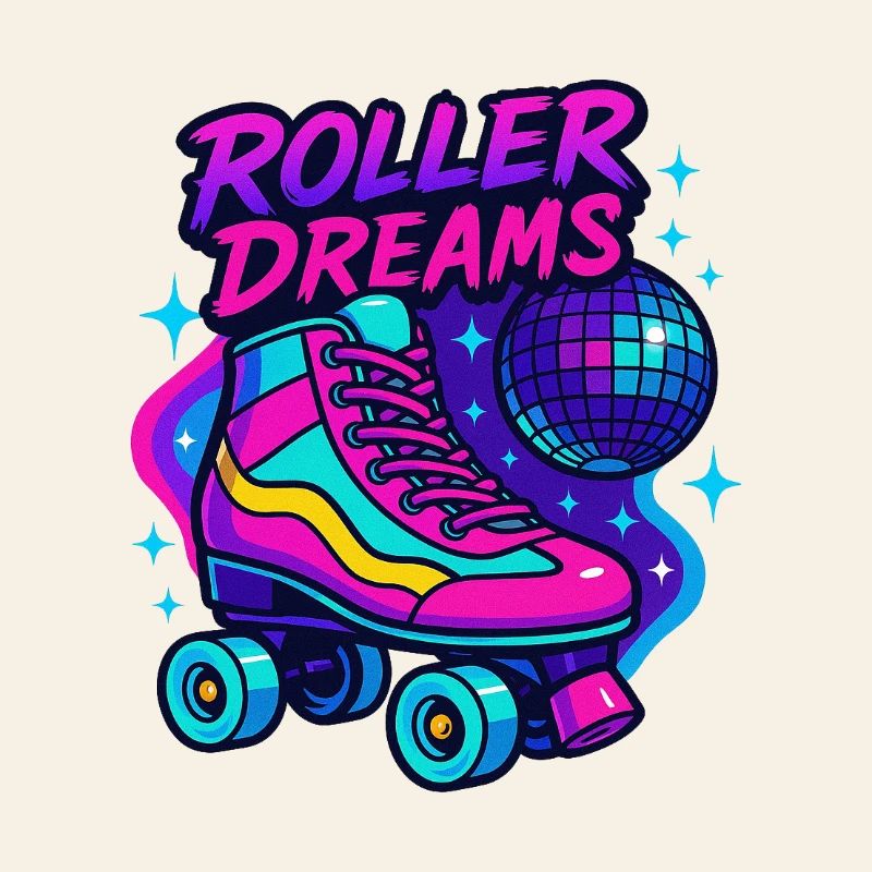 Neon Roller Skates Disco Design