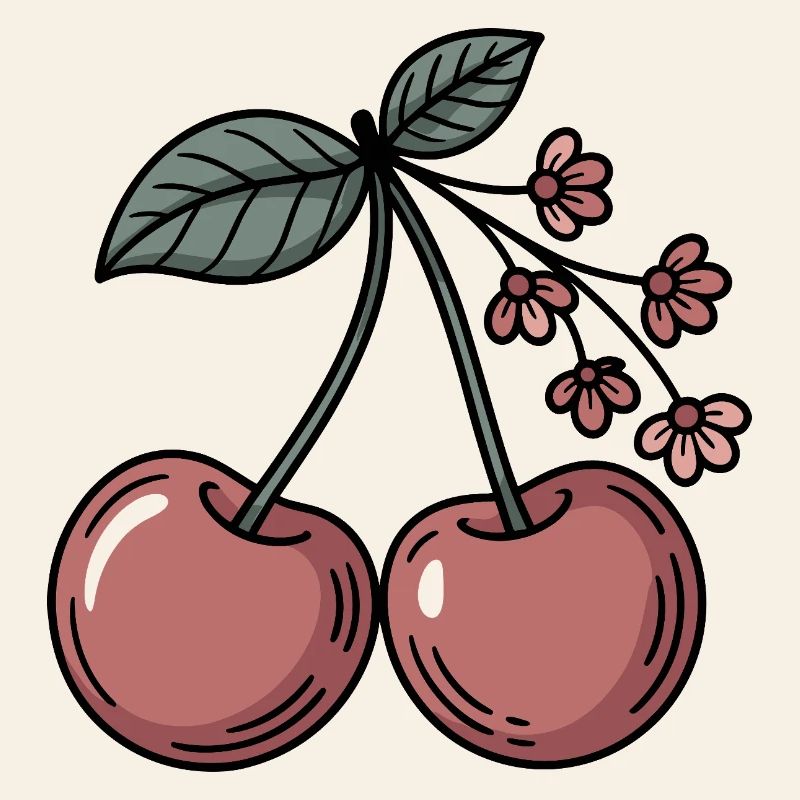 Cherry graphic sweet cherry blossoms