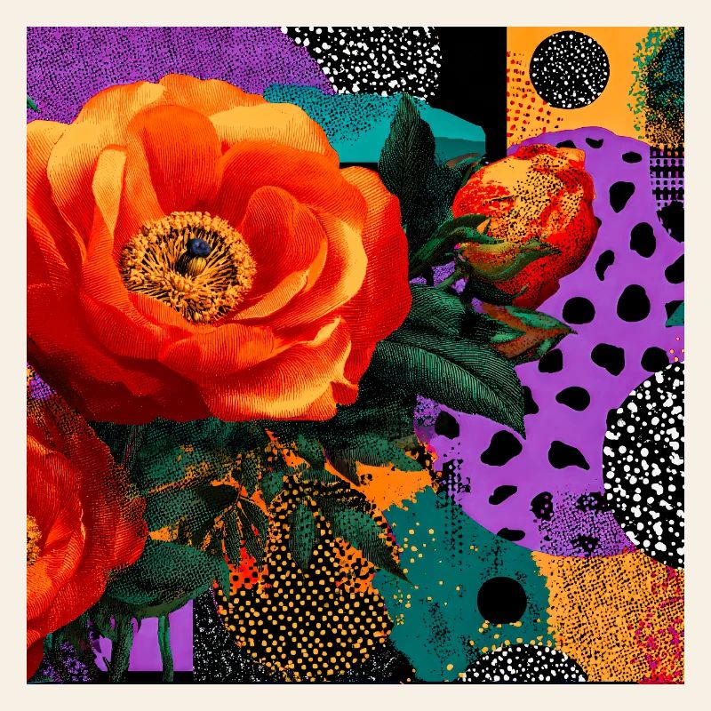 Bright Flowers on Abstract Background