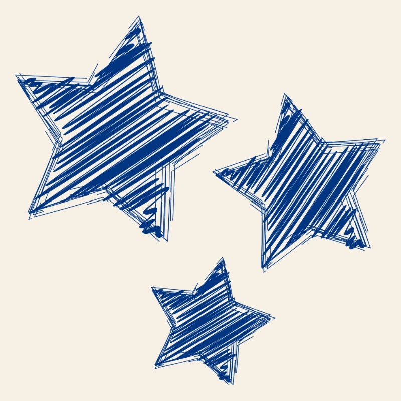 Mit blauem Stift skizzierte Sterne