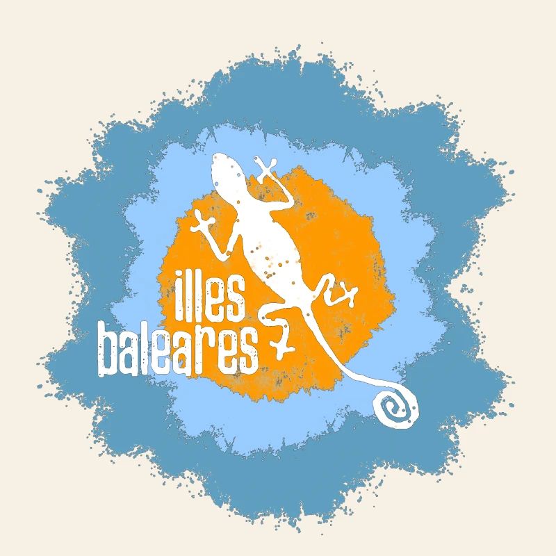 Lizard with island motif and text design