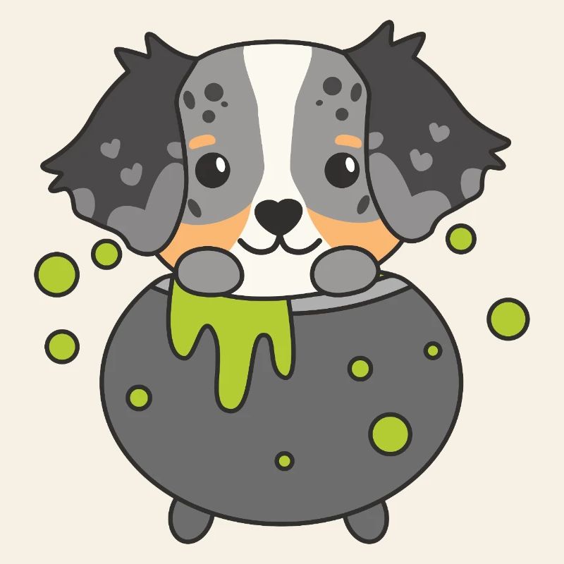 Australian Shepherd Happy Halloween Cauldron