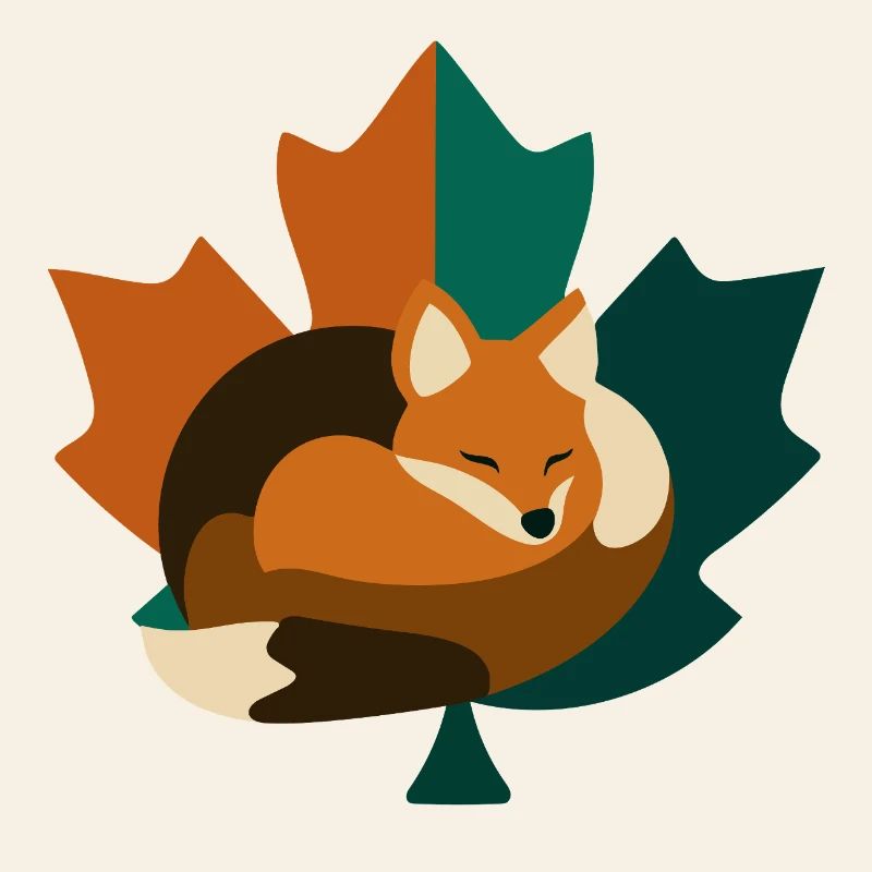 Fox in maple leaf design.