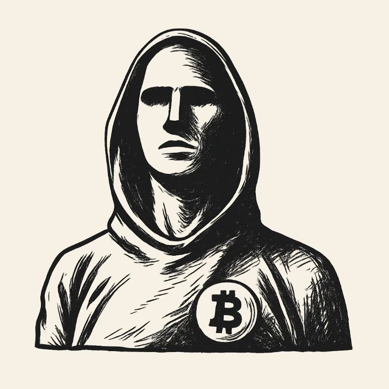 Anonymous hacker with Bitcoin logo