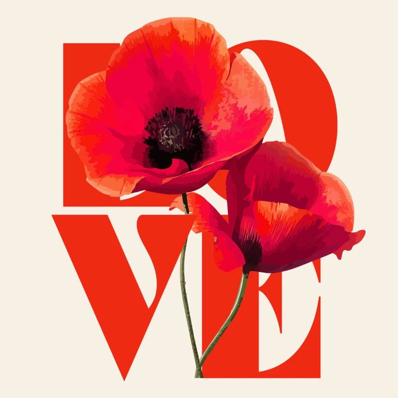 Lebendiges Mohnblumen-Kunstdesign