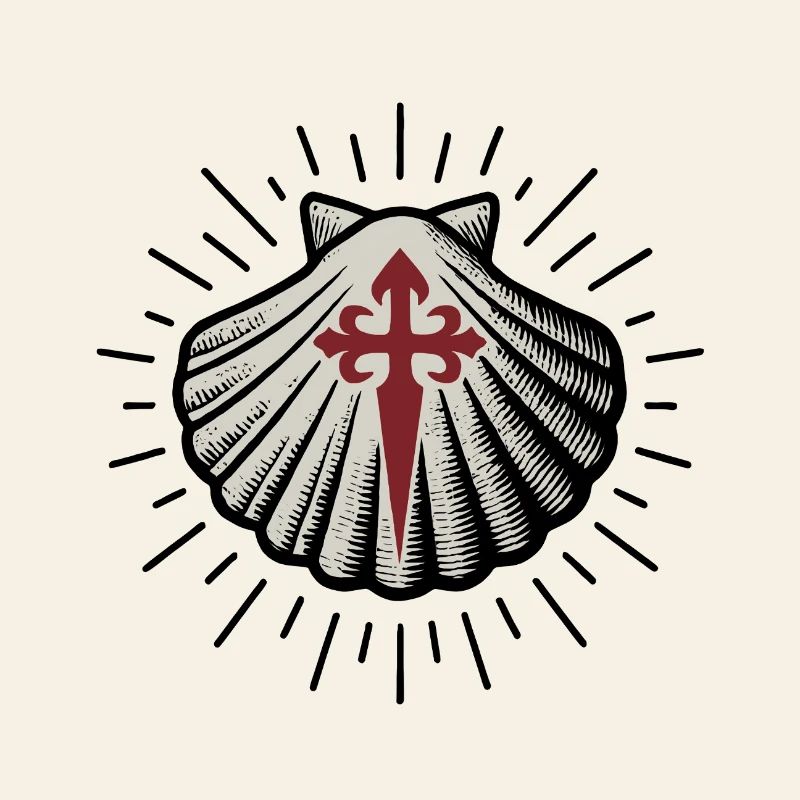 Coquille Saint-Jacques avec Croix de Saint-Jacques-de-Compostelle