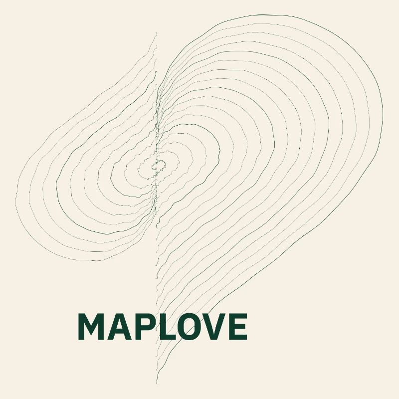 Geometric heart with map