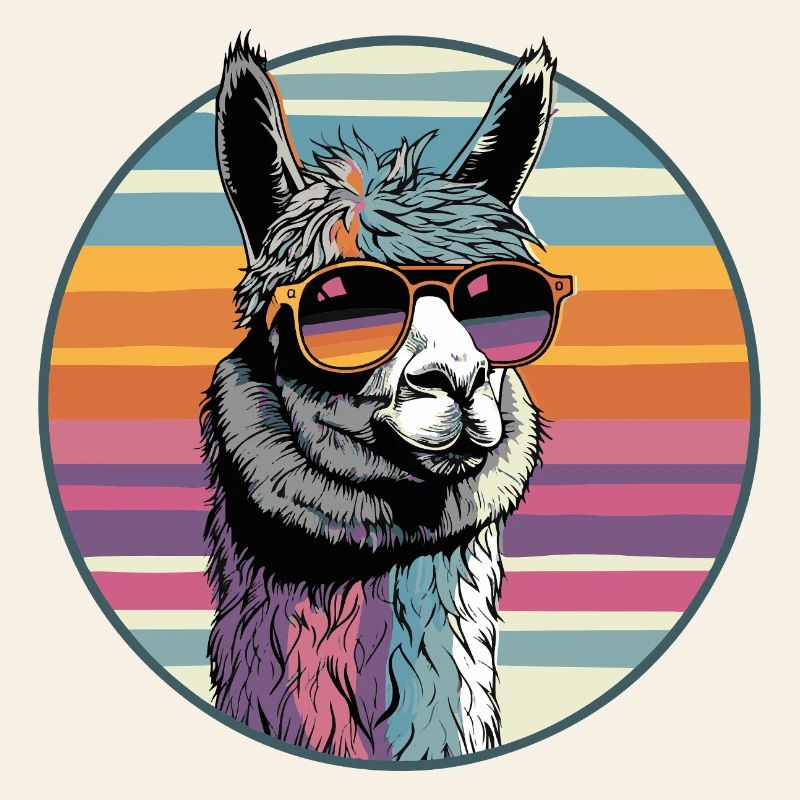 Llama with retro style sunglasses