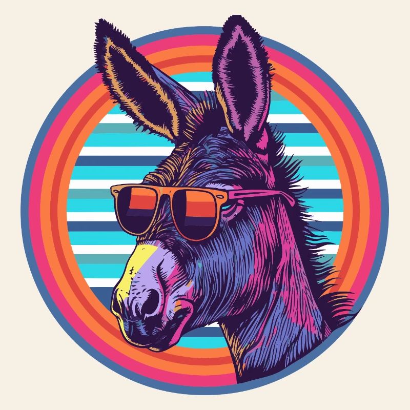 Âne cool avec des lunettes de soleil de style rétro