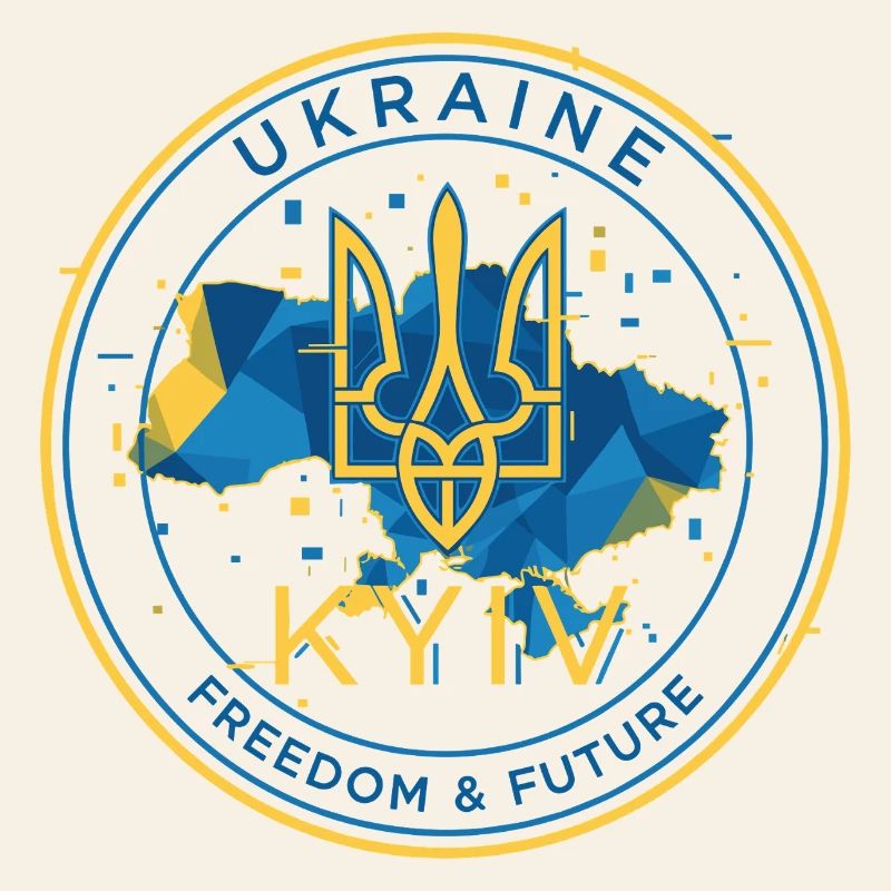 Ukrainian Emblem with Flag Map