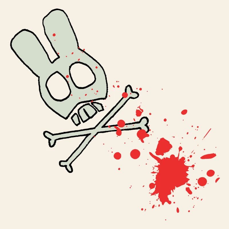 Schädelskelett mit Blutspritzern