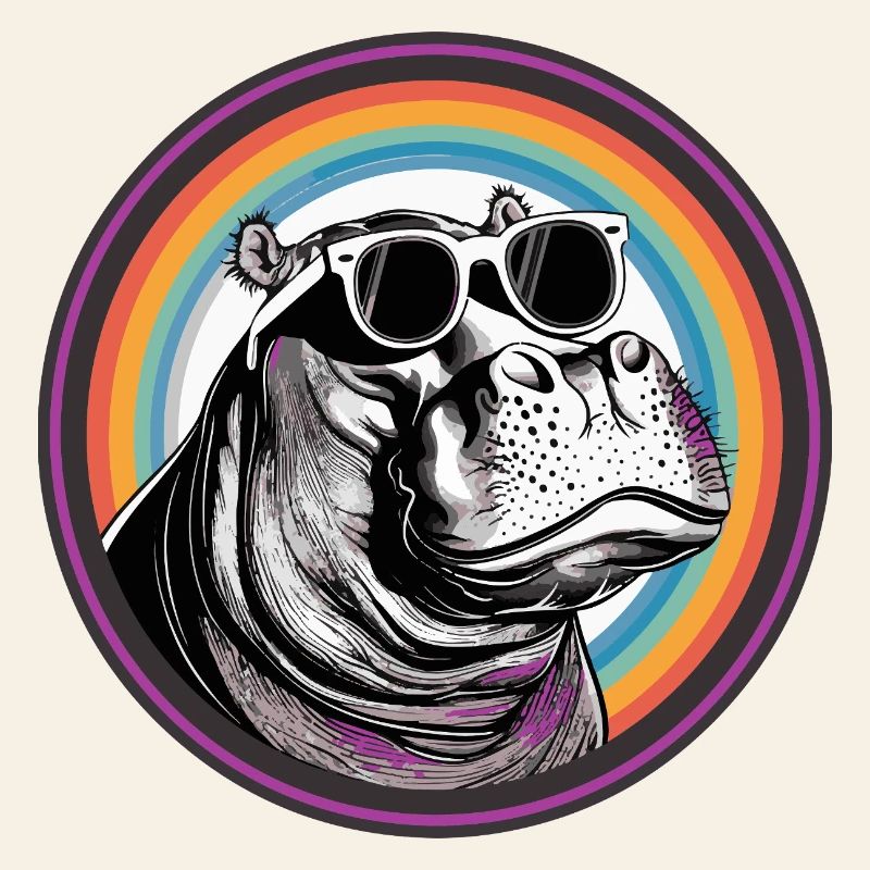 Nilpferd Sonnenbrille Comic