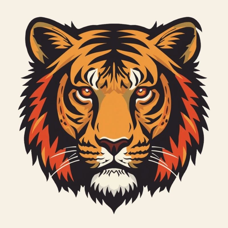 Expressive tiger head impression