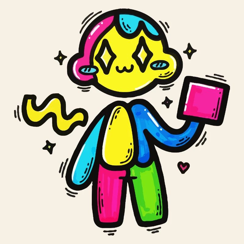 Bunter Doodle-Roboter mit Block