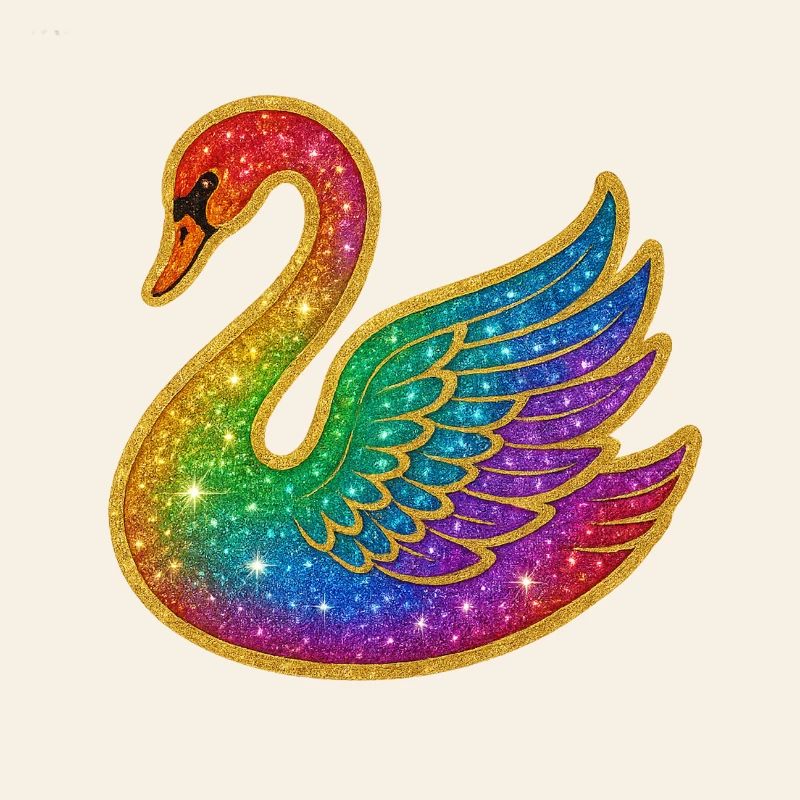 Rainbow Glitter Swan