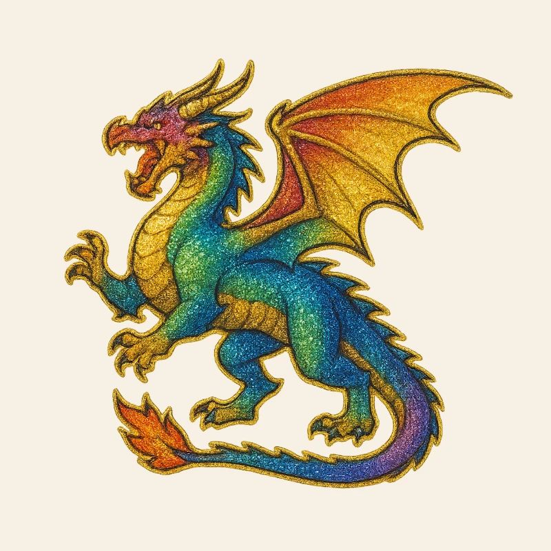 Rainbow Glitter Dragon
