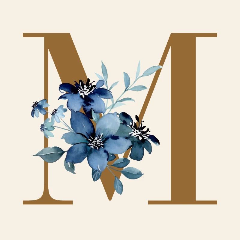 Monogramm M mit Blaublüten