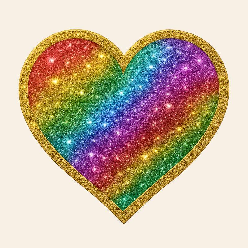 Rainbow heart with gold rim